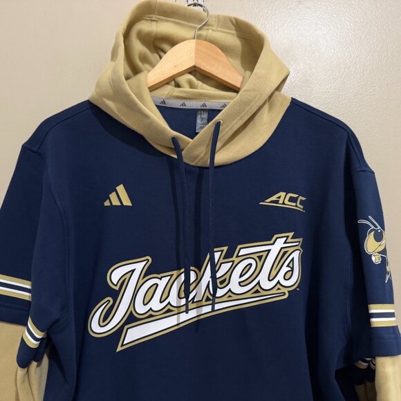 adidas Georgia Tech Yellow Jackets Team Issue Baseball Hoodie IY7412 Men NEW - Picture 2 of 11